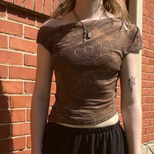 Brown Floral Windsor Top